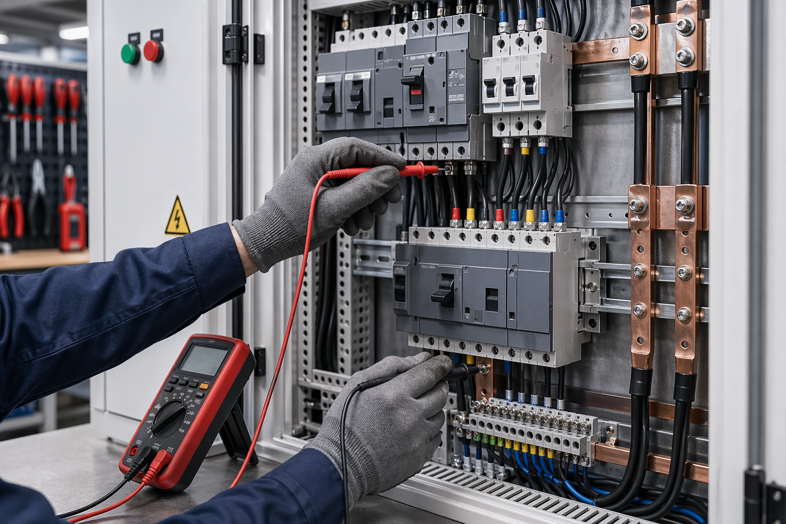 Electrical panel quality inspection and testing in a clean factory